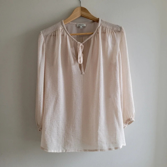 Babaton by Aritzia, Allan Semi Sheer Tie Front Blouse - Picture 2 of 13